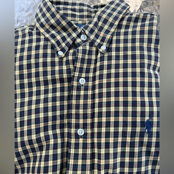 RALPH Lauren Men’s Large Black Yellow‎ Plaid Long Sleeve Button Down Shirt - Picture 2 of 8